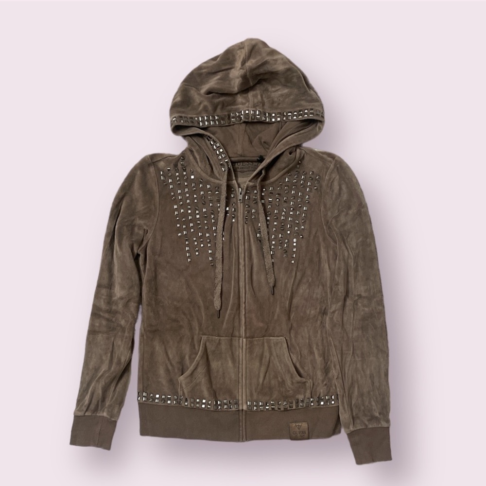 guess velvet zip up